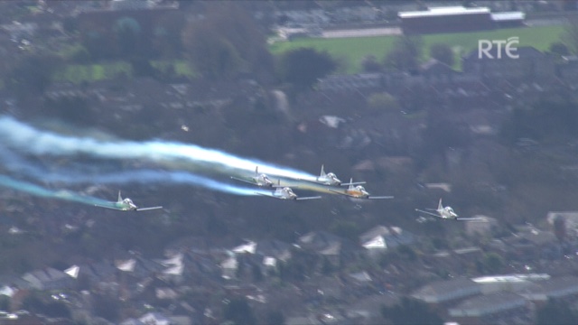 RTE Aerial footage of the 1916 State Commemorations on Easter Sunday as the Air Corps Fly By