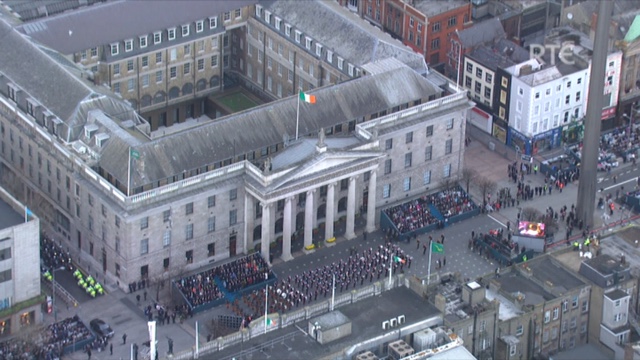 RTE Aerial footage of the 1916 State Commemorations on Easter Sunday at the GPO